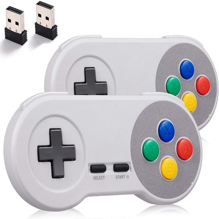 Miadore 2 Pack Wireless SNES USB Controller for PC, 2.4GHz Rechargeable Classic USB SNES Gama pad with Receiver for Windows,PC MAC Linux Genesis Raspberry Pi