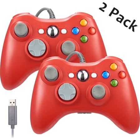 Miadore 2 Pack Xbox 360 Wired Controller USB Controller for Xbox 360 and Windows PC (Windows 10/8/7/,Red)