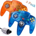 thumbnail image 1 of Miadore 2Pack Classic N64 Controller, Wired N64 Gamepad with Upgraded Joystick Remote for N64 Video Games System(Clear Blue+Orange), 1 of 7