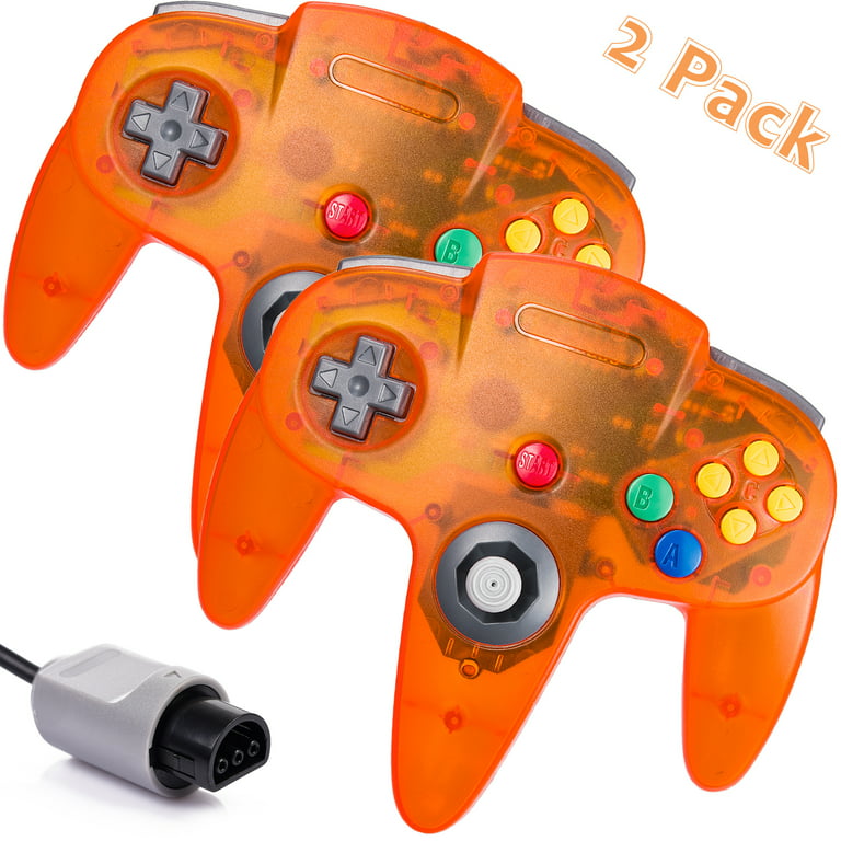 Miadore 2Pack Classic N64 Controller, Wired N64 Gamepad with Upgraded  Joystick Remote for N64 Video Games System(Clear Orange)