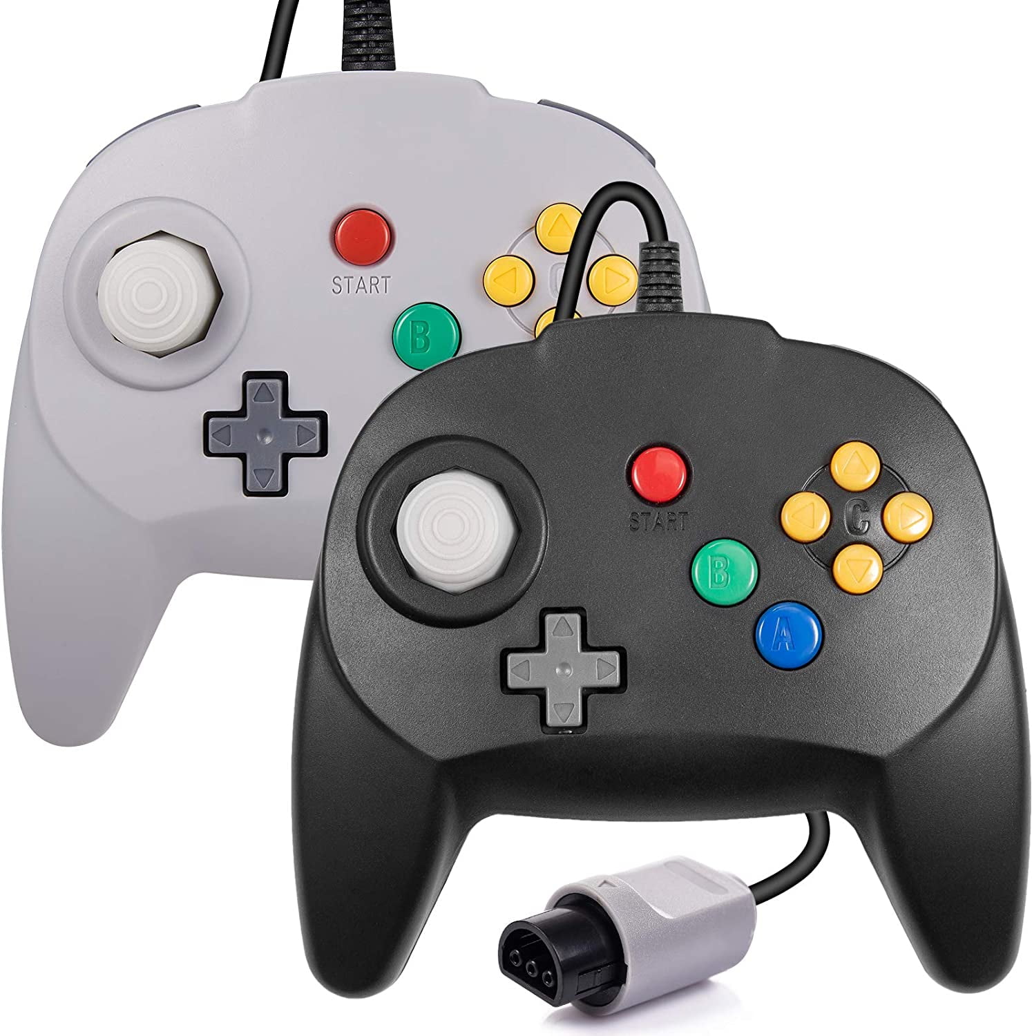 Miadore 2Pack N64 Mini Controller Retro Wired Mini N64 Controller Gamepad Remote for N64 Console Video Games System Black Gray