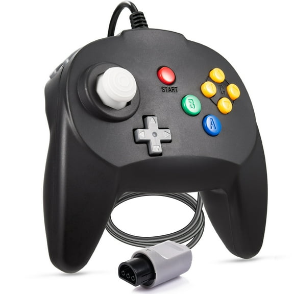Miadore N64 Mini Controller, Wired Mini N64 Controller Gamepad Remote for N64 Console Video Games System（Black）