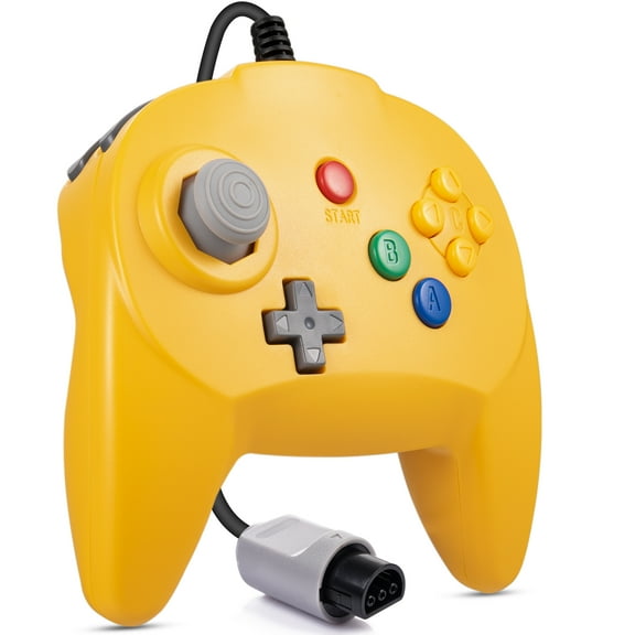 Miadore N64 Mini Controller, Wired Mini N64 Controller Gamepad Remote for N64 Console Video Games System（Yellow）