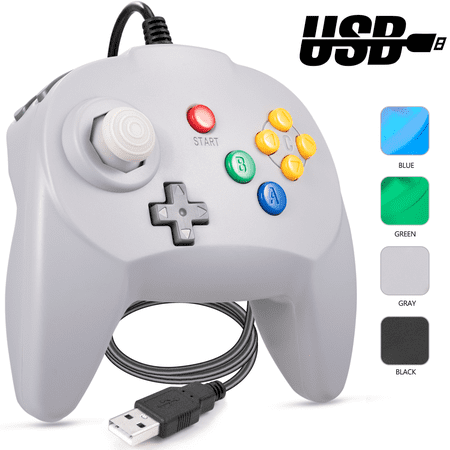Miadore USB N64 Controller, Classic Retro Wired N64 Game pad Joystick for Windows PC MAC Linux Raspberry Pi 3 Genesis Higan(2021 New Version, Gray)
