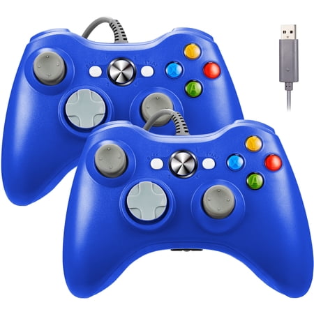 Miadore Wired Xbox 360 Controller Gamepad Joystick Compatible with Xbox 360 /PC/ Windows 7 8 10(2 Pack, Blue)