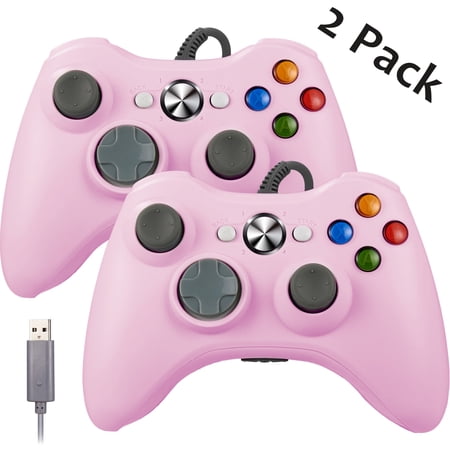 Miadore Wired Xbox 360 Controller for Xbox 360 and Windows PC Windows 10/8.1/8/7 Pink(2 Pack Pink)