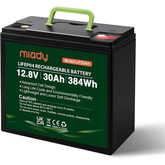 Miady MI-LFP30AH-6 Rechargeable 12V 30Ah General Purpose Battery
