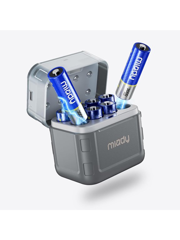 Rechargeable Lithium AA Batteries 8 Pack with Fast Charger, 1.5V 3000mWh High Capacity Lithium AA Batteries, Double A Batteries with 2000+ Cycles for High-Drain Devices Cable Charging