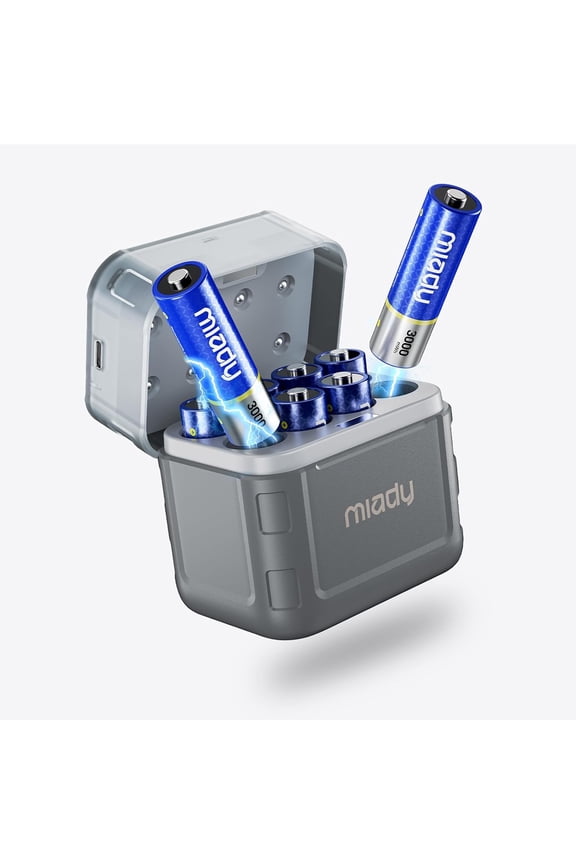 Rechargeable Lithium AA Batteries 8 Pack with Fast Charger, 1.5V 3000mWh High Capacity Lithium AA Batteries, Double A Batteries with 2000+ Cycles for High-Drain Devices Cable Charging