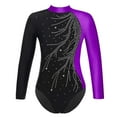 thumbnail image 1 of Miaeowve Girls One Piece Shiny Diamonds Long Sleeve Ballet Dance Leotard Gymnastics Ballerina Purple 10, 1 of 6
