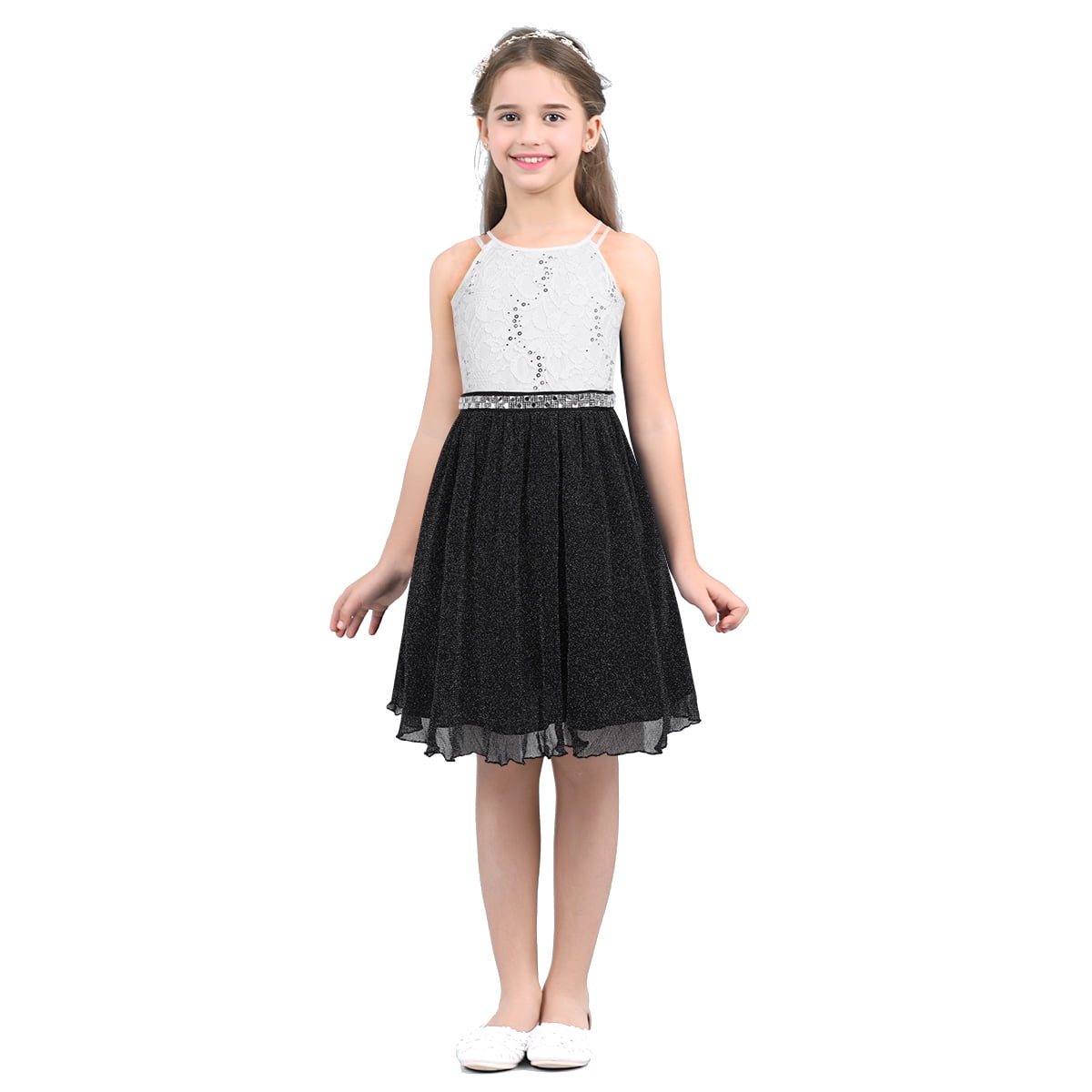 White Long Sleeve Flower Girl Short Kiddie Party Gown TXD026