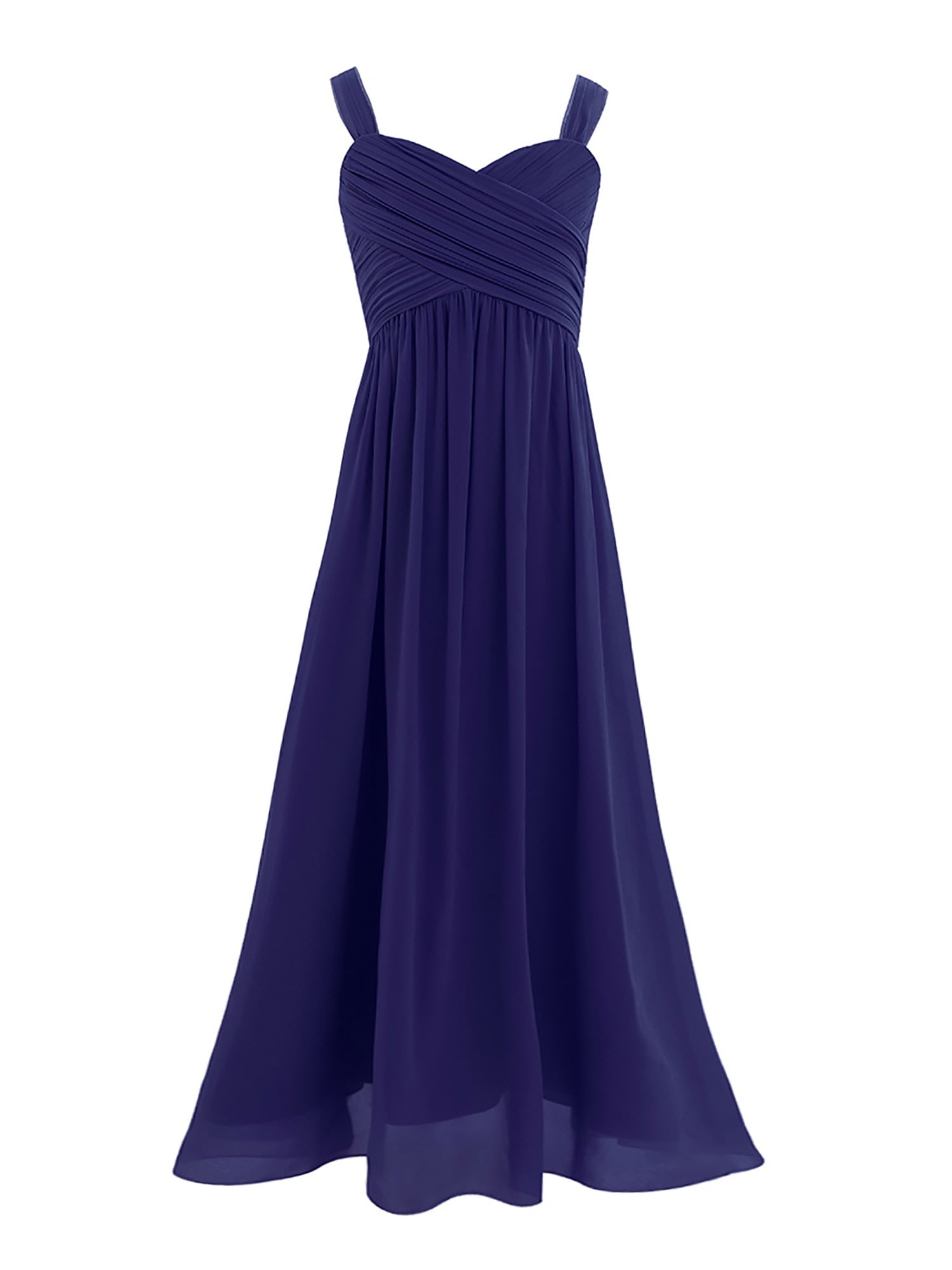 Miaeowve Junior Bridesmaid Flower Girl Dress Wedding Prom Party Princess  Sleeveless Chiffon Maxi Dresses Navy Blue 8 - Walmart.com