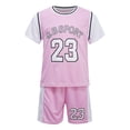 thumbnail image 1 of Miaeowve Kids Boys Girls 2 Piece Basketball Outfits Athletic Jersey T-Shirt with Mesh Shorts Sports Pink 120, 1 of 7