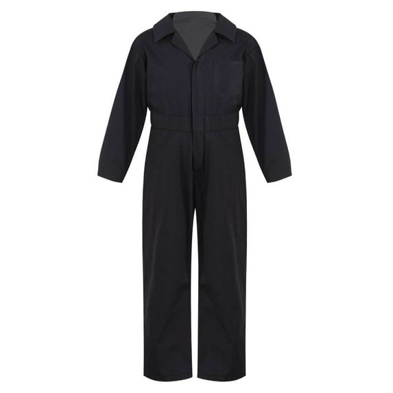 Miaeowve Kids Boys Mechanic Costume Dance Coveralls Long Sleeve Solid Twill Overalls Boilersuit Black 16