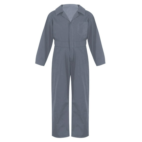 Miaeowve Kids Boys Mechanic Costume Dance Coveralls Long Sleeve Solid Twill Overalls Boilersuit Grey 10