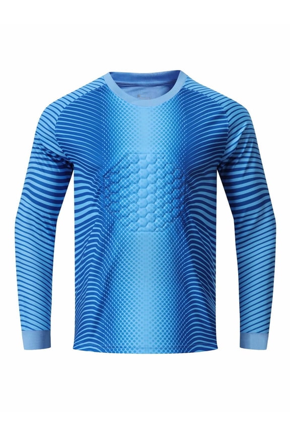 Kids Boys Padded Goalie Shirt Youth Long Sleeve Goalkeeper Jersey Sports Team Training Sky Blue 26