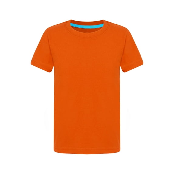 Miaeowve Kids Boys Solid Color Short Sleeve T-shirt Summer Active Casual Tops Round Neck Tee Outdoor Orange 100