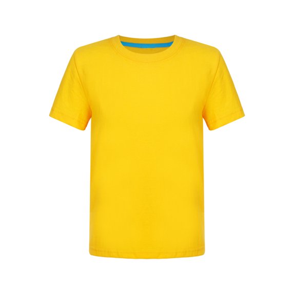 Miaeowve Kids Boys Solid Color Short Sleeve T-shirt Summer Active Casual Tops Round Neck Tee Outdoor Yellow 110