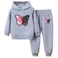 thumbnail image 1 of Miaeowve Kids Girl Tracksuit Sweatsuits Set Fleece Butterfly Print Sweatshirt Long Sleeve Hoodie with Grey 130, 1 of 5