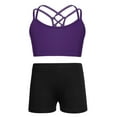 thumbnail image 1 of Miaeowve Kids Girls 2-Piece Gymnastics Dance Outfits Athletic Crop Tops and Booty Shorts Activewear Set Purple 10, 1 of 5