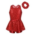 thumbnail image 1 of Miaeowve Kids Girls Ballet Dance Outfits Shiny Sequins Bowknot Cutout Back Gymnastic Leotard Dress Jazz Latin Dancewear Red 14, 1 of 7