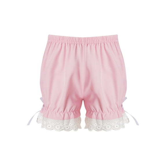 Miaeowve Kids Girls Bloomers Lace Trim Ruffled Shorts Pettipants Pumpkin Shorts Safety Pants Satin Pink 160