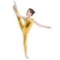 thumbnail image 1 of Miaeowve Kids Girls Dance Unitards Shiny Metallic Sleeveless Full Body Leotards Gymnastic Bodysuit Dancewear Gold 9-10, 1 of 7
