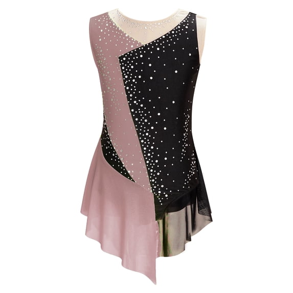 Miaeowve Kids Girls Figure Ice Skating Dress Ballet Dance Skirted Leotards Modern Dancewear Brown 12