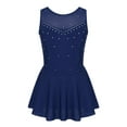thumbnail image 1 of Miaeowve Kids Girls Figure Skating Dress Lyrical Dance Performance Sleeveless Rhinestones Mesh Tank Leotard Ballet Dresses Navy Blue 8, 1 of 7