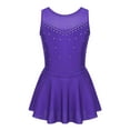 thumbnail image 1 of Miaeowve Kids Girls Figure Skating Dress Lyrical Dance Performance Sleeveless Rhinestones Mesh Tank Leotard Ballet Dresses Violet 14, 1 of 7