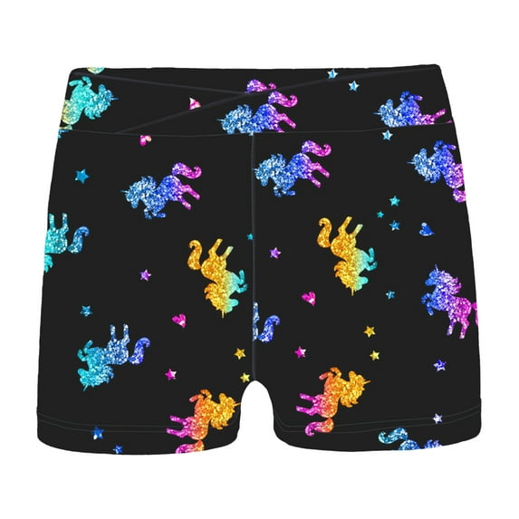 Miaeowve Kids Girls Gymnastics Ballet Dance Shorts Toddler Tumbling Sports Bottoms Yoga Activewear Cartoon Black 16