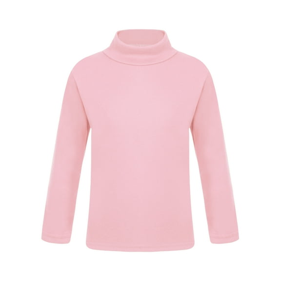 Miaeowve Kids Girls Long Sleeve Base Layer Thermal Tops Winter Baselayer Plain T-Shirt Workout Dance Pink 120