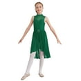 thumbnail image 1 of Miaeowve Kids Girls Rhinestone Sleeveless Lyrical Modern Ballet Leotard Dance Dress High-Low Hem Green 14, 1 of 7