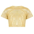 thumbnail image 1 of Miaeowve Kids Girls Shiny Metallic Crop Top Boys Short Sleeves Hip Hop Dance Wear Crop Top T-Shirt Gold 180, 1 of 7