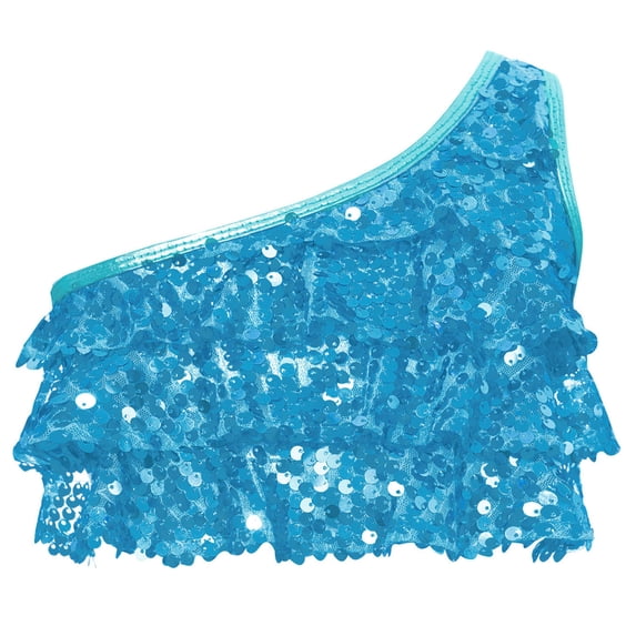 Miaeowve Kids Girls Sleeveless Cami Vest Glittery Dance Tank Tops Stage Performance Dancewear Light Blue 10