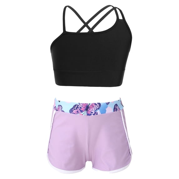 Miaeowve Kids Girls Sports Swimming Workout Outfits Backless Tank Top Camisole Vest with Elastic Wide Butterfly 6