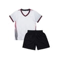 thumbnail image 1 of Miaeowve Soccer Uniforms for Kids Boys Football Jersey V Neck Practice T Shirt and Sport Shorts Set White XS, 1 of 6
