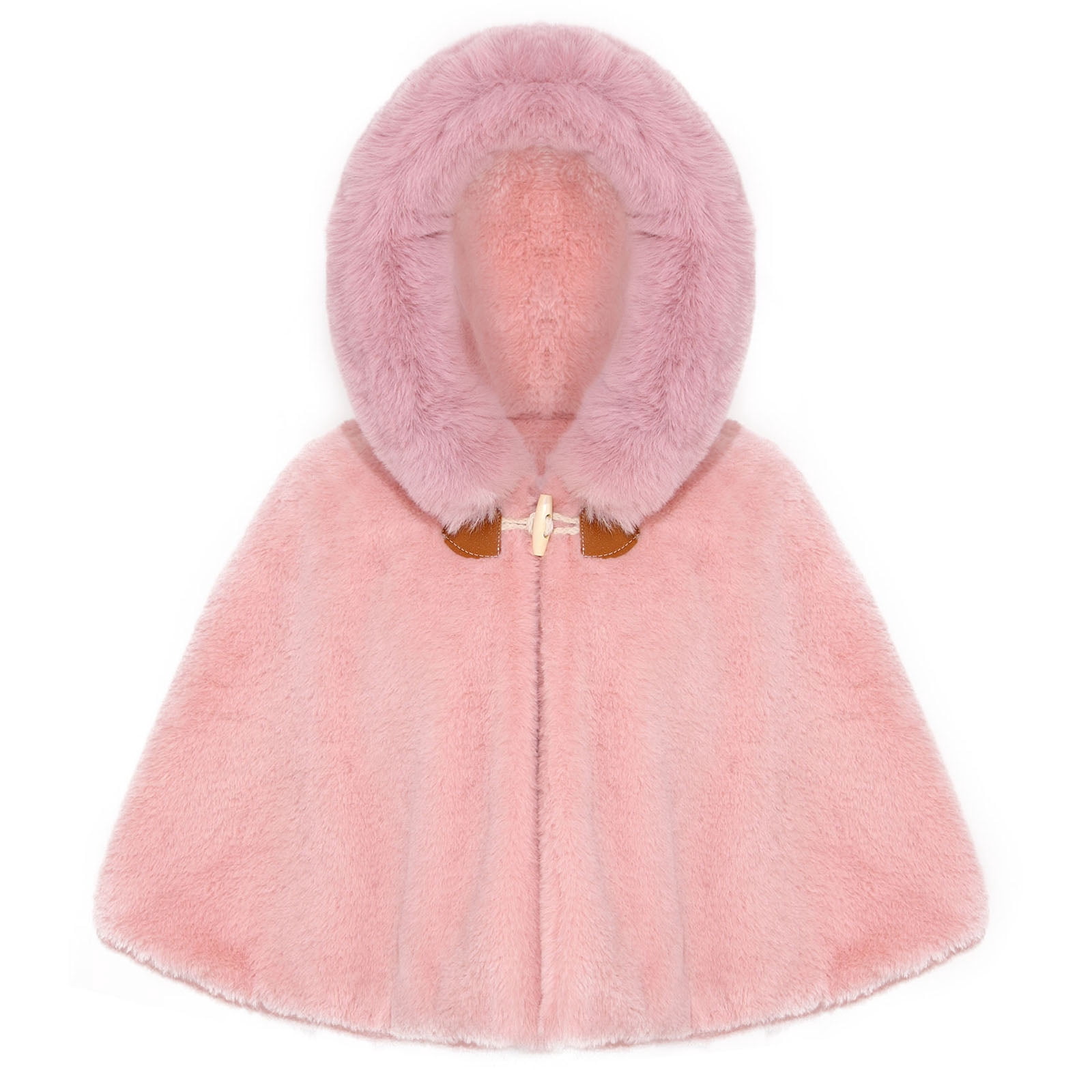 Cute Soft Pink Winter Baby Plush Cape Coat