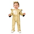 thumbnail image 1 of Miaeowve Toddler Baby Girls Metallic Romper Long Sleeve Ruffled Bodysuit Sparkly Birthday Party Outfit Gold 12-18M, 1 of 7