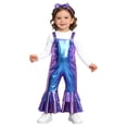 thumbnail image 1 of Miaeowve Toddler Baby Girls Retro 70s Outfit Disco Flared Jumpsuit Sleeveless Sparkly Bodysuit Blue 4T, 1 of 7