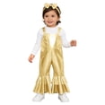 thumbnail image 1 of Miaeowve Toddler Baby Girls Retro 70s Outfit Disco Flared Jumpsuit Sleeveless Sparkly Bodysuit Gold 6-12M, 1 of 7