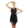 thumbnail image 1 of Miaeowve Women Lyrical Dance Dress Ballet Girls Sleeveless Crisscross Back Sequins Asymmetrical Skirted Leotard Dancewear Black X-Large, 1 of 7