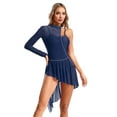 thumbnail image 1 of Miaeowve Women Lyrical Dance Leotard Asymmetrical Dress Sheer Mesh Skirt Stage Performance Dancewear Navy Blue L, 1 of 6