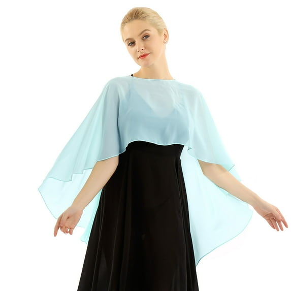 Miaeowve Women Soft Sheer Chiffon Bolero Shrug Wedding Capes Shawl Wrap for Bridesmaid Dress Cover Up Mint Green One Size
