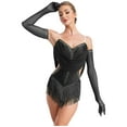 thumbnail image 1 of Miaeowve Women Tassel Jazz Latin Dance Dress Glittery Leotard Salsa Cha-Cha Rumba Performance Black S, 1 of 6