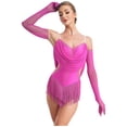 thumbnail image 1 of Miaeowve Women Tassel Jazz Latin Dance Dress Glittery Leotard Salsa Cha-Cha Rumba Performance Hot Pink XXL, 1 of 7