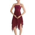 thumbnail image 1 of Miaeowve Women's Lyrical Dance Dresses Asymmetric Chiffon Cami Skirted Leotard Ballet Dress Skating Dancewear A Wine_Red S, 1 of 7