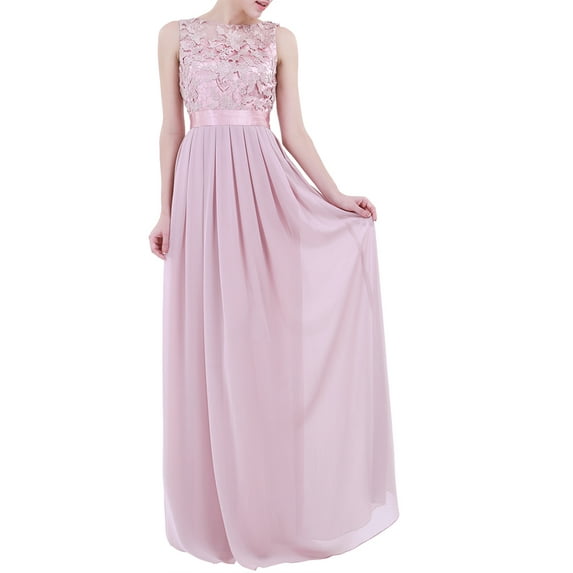 Miaeowve Womens Wedding Guest Dresses Sleeveless Lace Chiffon Bridesmaid Cocktail Party Prom Dress Formal Gown Dusty Rose 16