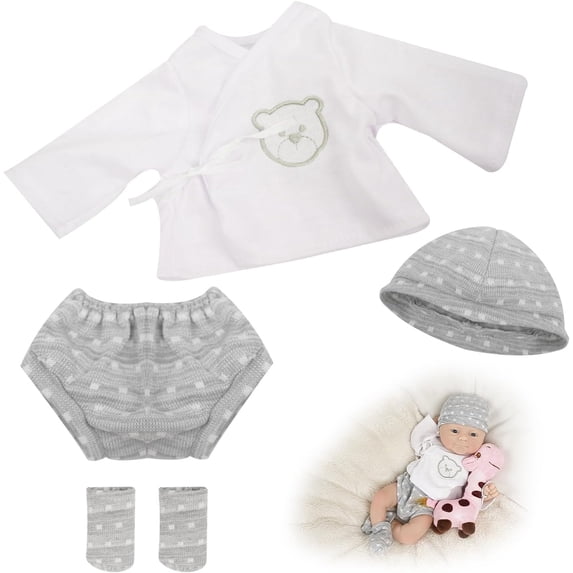 Miaio 14 inch Reborn Baby Dolls Clothes - Newborn Baby Doll Matching Outfit Accessories Gift Set - K