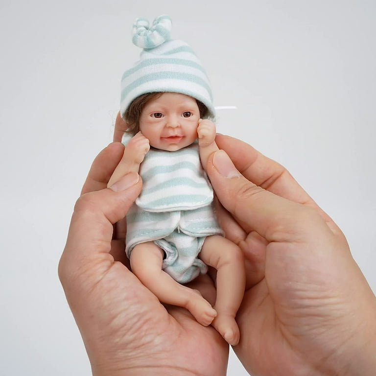 Miaio 7 inch Mini Baby Reborn Dolls Realistic Real Full Silicone Body  Stress Relief for Adults Hand Made with Feeding & Bathing Accessories